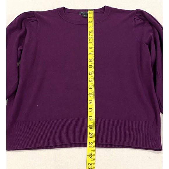 Ann Taylor Women's Crew Neck Ruched Sleeves Sweater Plum Purple Size Small - Picture 4 of 7